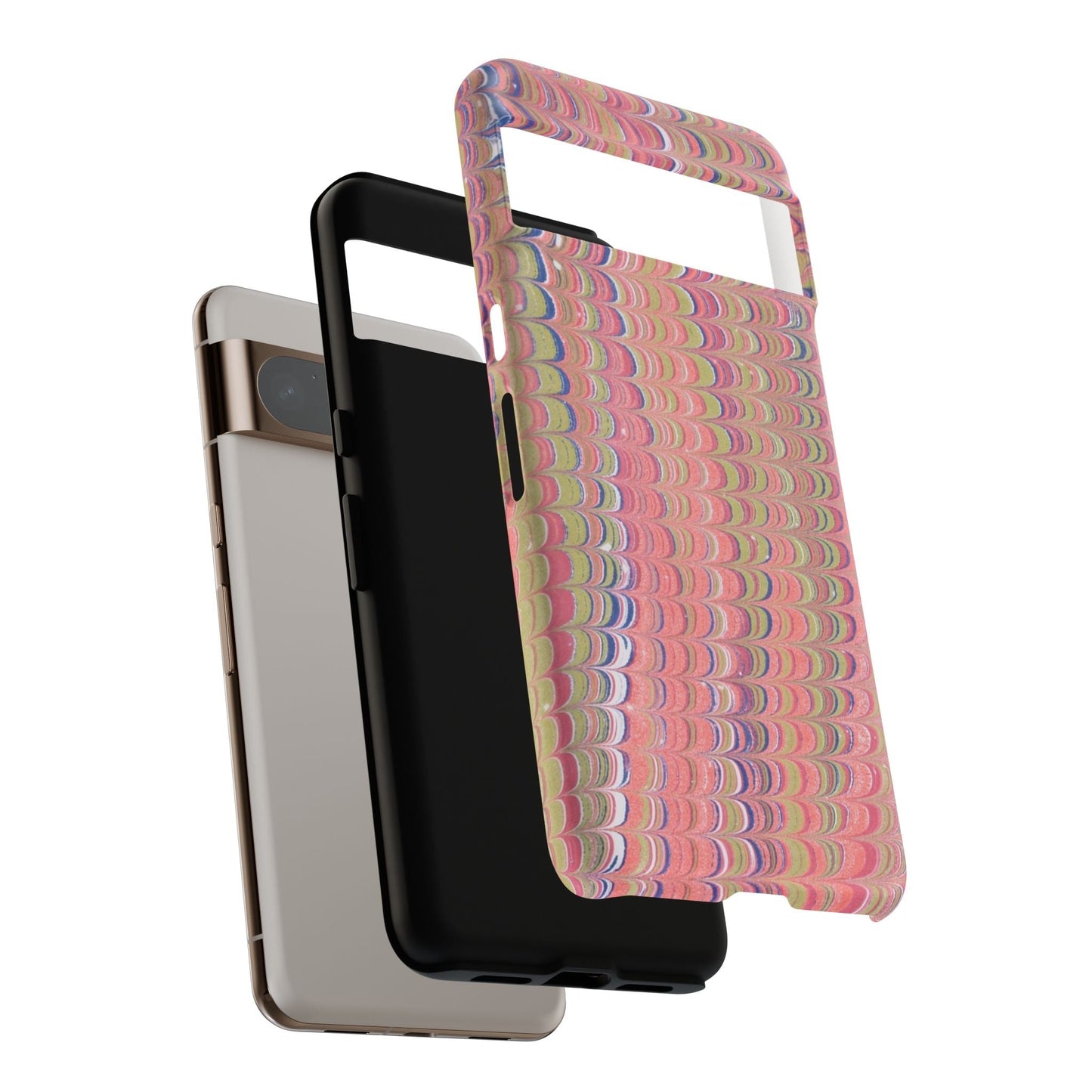 Pink Pastels Feather Marbled Vintage Design iPhone 16 + Samsung + Apple + Google - 2 finishes