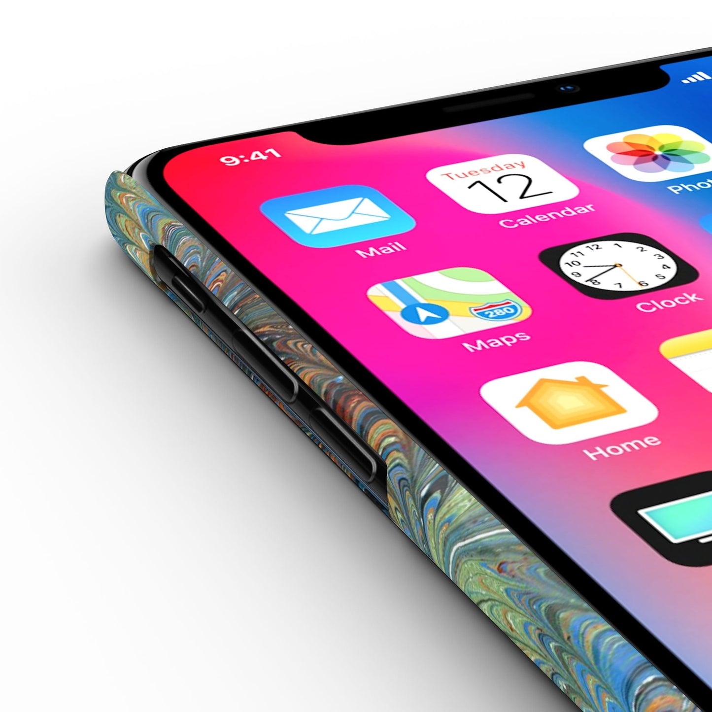 Blue and Green Italian Marbled Swirl Design, Italy Feather Phone Case, Multi-Color, Slim Phone Cases, Case-Mate IPHONE16 and all sizes