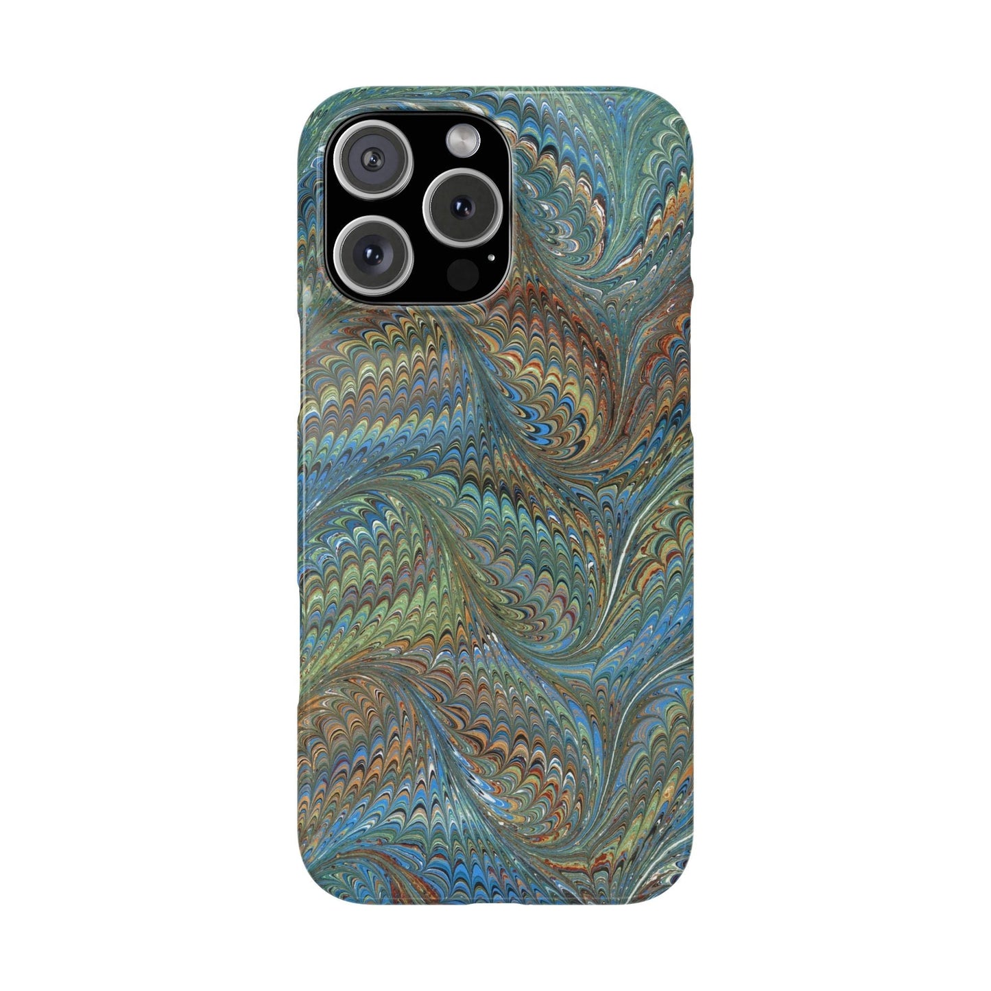 Blue and Green Italian Marbled Swirl Design, Italy Feather Phone Case, Multi-Color, Slim Phone Cases, Case-Mate IPHONE16 and all sizes