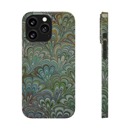 Deep Green Peacock Italian Marbled Design, Italy Feather Phone Case, Multi-Color, Slim Phone Cases, Case-Mate IPHONE16 and all sizes