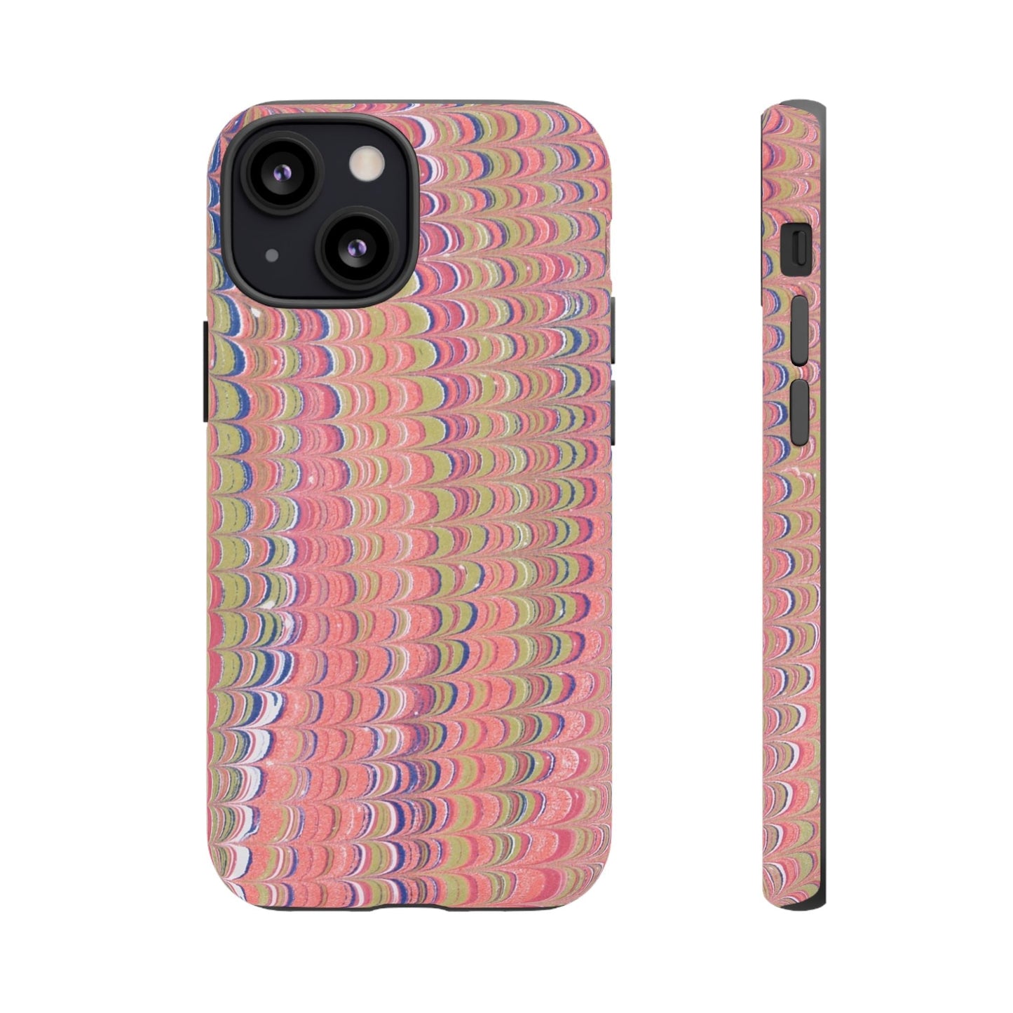 Pink Pastels Feather Marbled Vintage Design iPhone 16 + Samsung + Apple + Google - 2 finishes