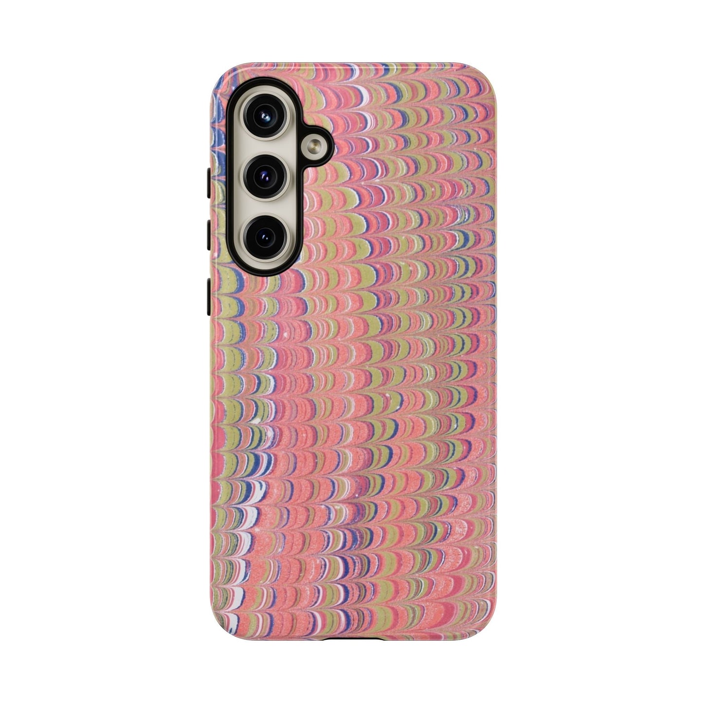 Pink Pastels Feather Marbled Vintage Design iPhone 16 + Samsung + Apple + Google - 2 finishes