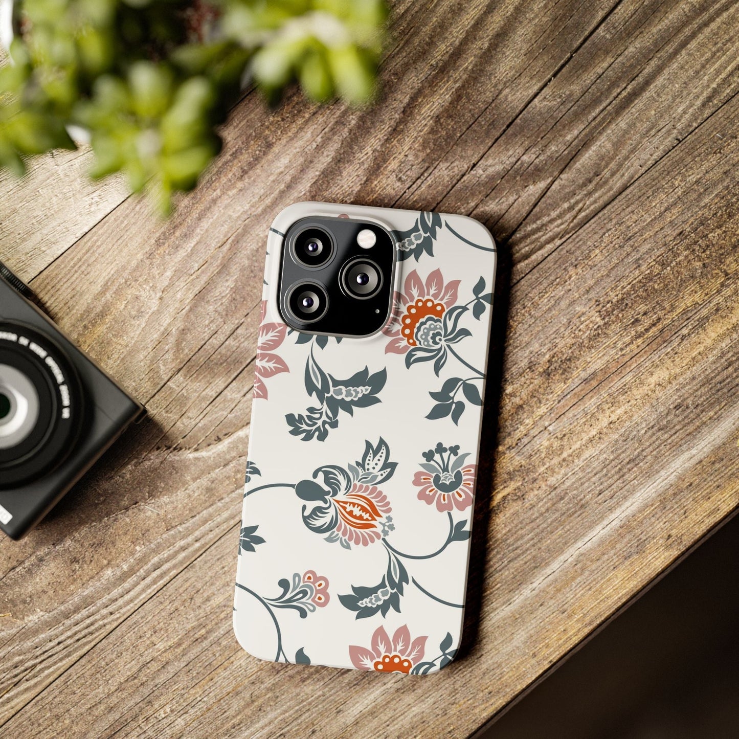 Pink and Green Flower Pattern, Floral Slim Phone Cases, Case-Mate IPHONE16 and all sizes