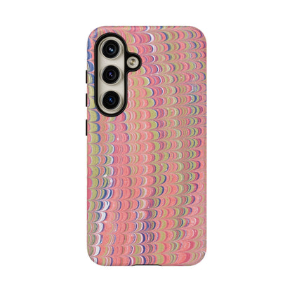 Pink Pastels Feather Marbled Vintage Design iPhone 16 + Samsung + Apple + Google - 2 finishes