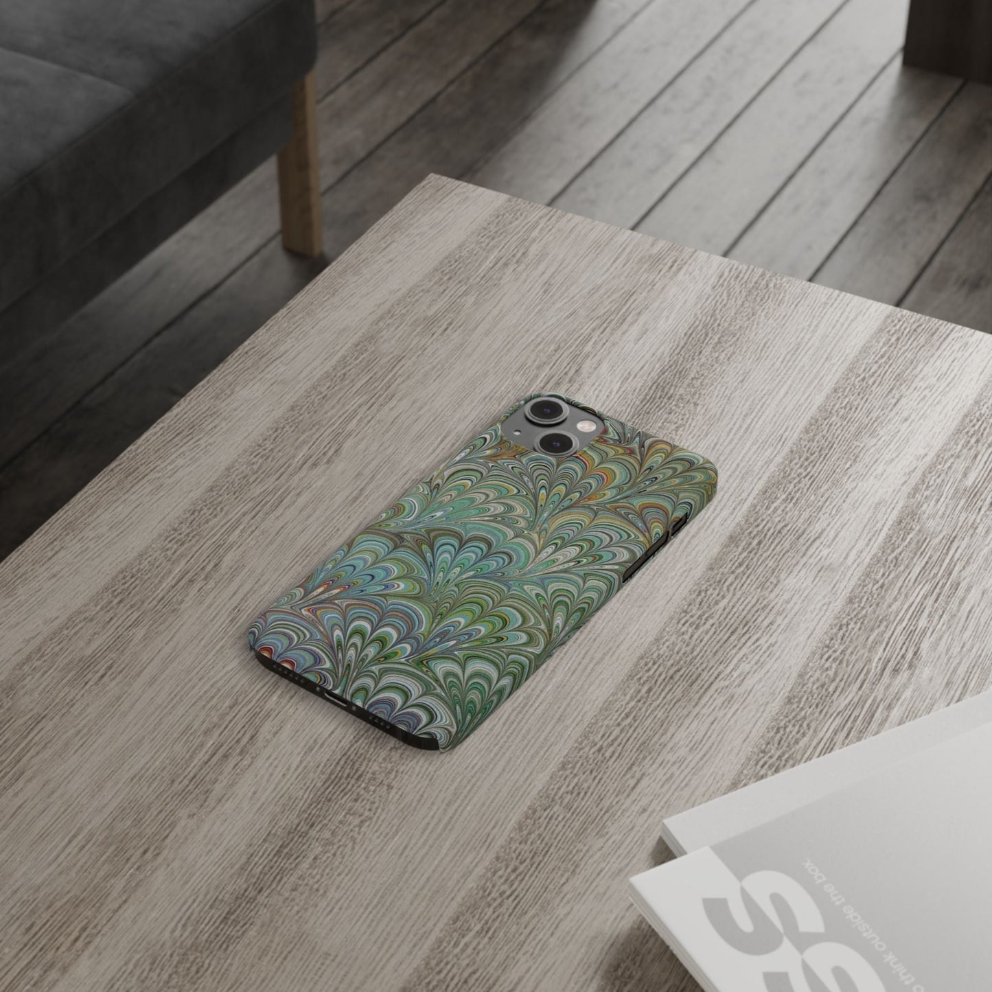Deep Green Peacock Italian Marbled Design, Italy Feather Phone Case, Multi-Color, Slim Phone Cases, Case-Mate IPHONE16 and all sizes