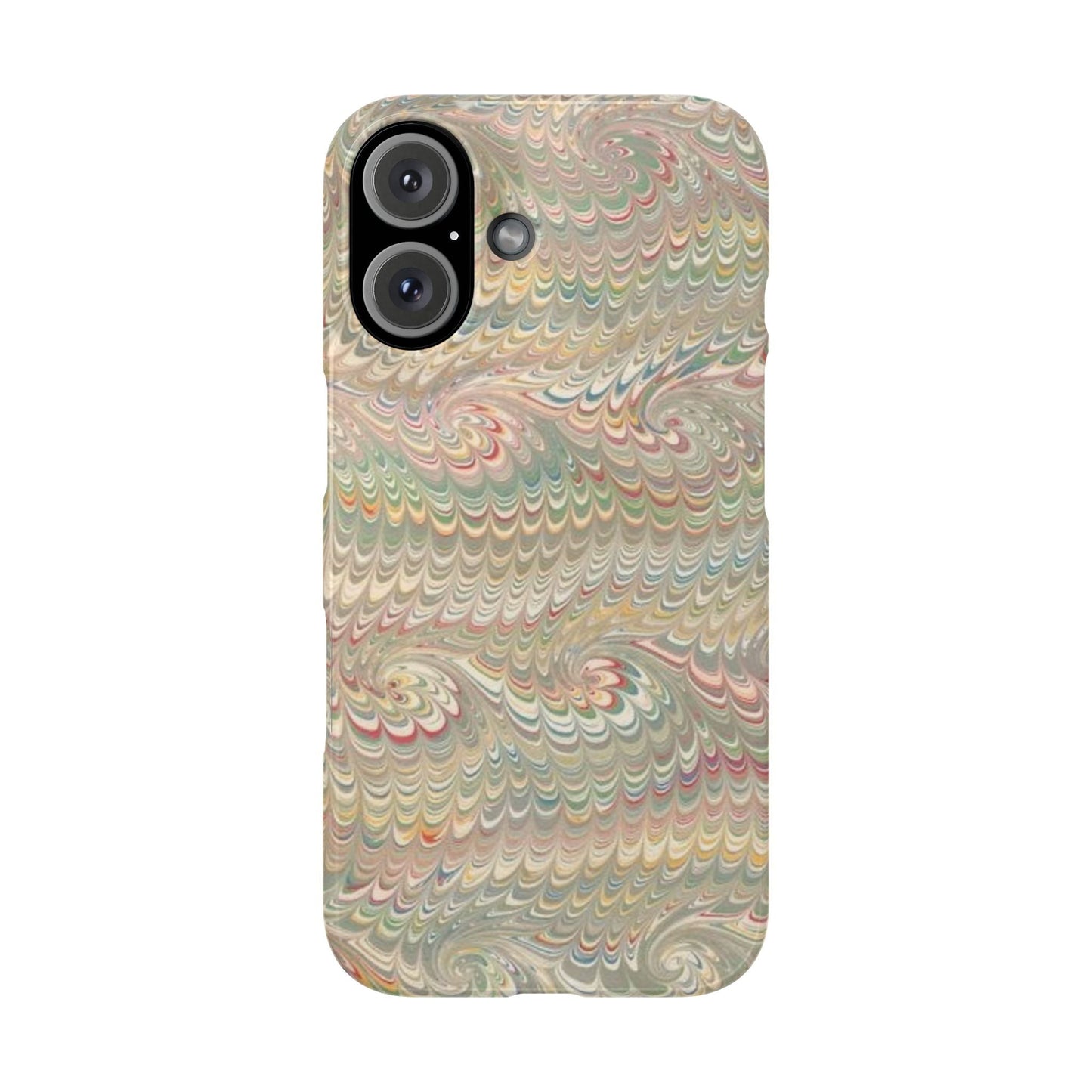 Soft Green and Multi-Colored Marbled Design, Italy Feather Phone Case, Multi-Color, Slim Phone Cases, Case-Mate IPHONE16 and all sizes