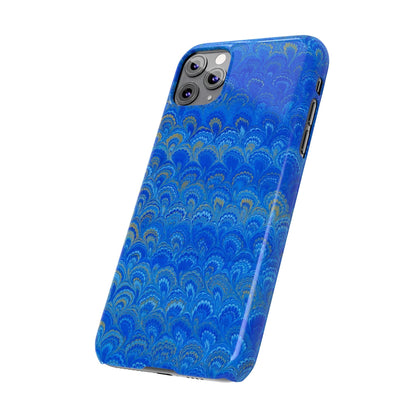 Blue Marbled Design, Italy Feather Phone Case, Multi-Color, Slim Phone Cases, Case-Mate IPHONE16 and all sizes