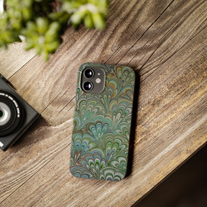 Deep Green Peacock Italian Marbled Design, Italy Feather Phone Case, Multi-Color, Slim Phone Cases, Case-Mate IPHONE16 and all sizes