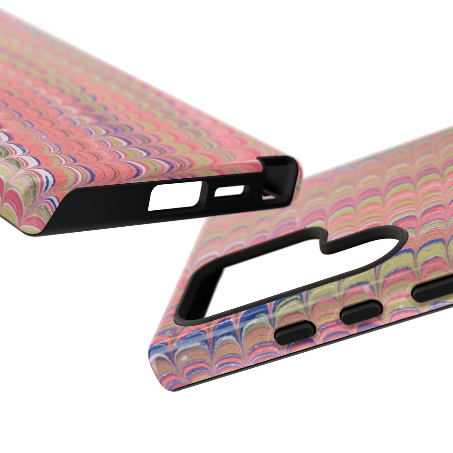 Pink Pastels Feather Marbled Vintage Design iPhone 16 + Samsung + Apple + Google - 2 finishes
