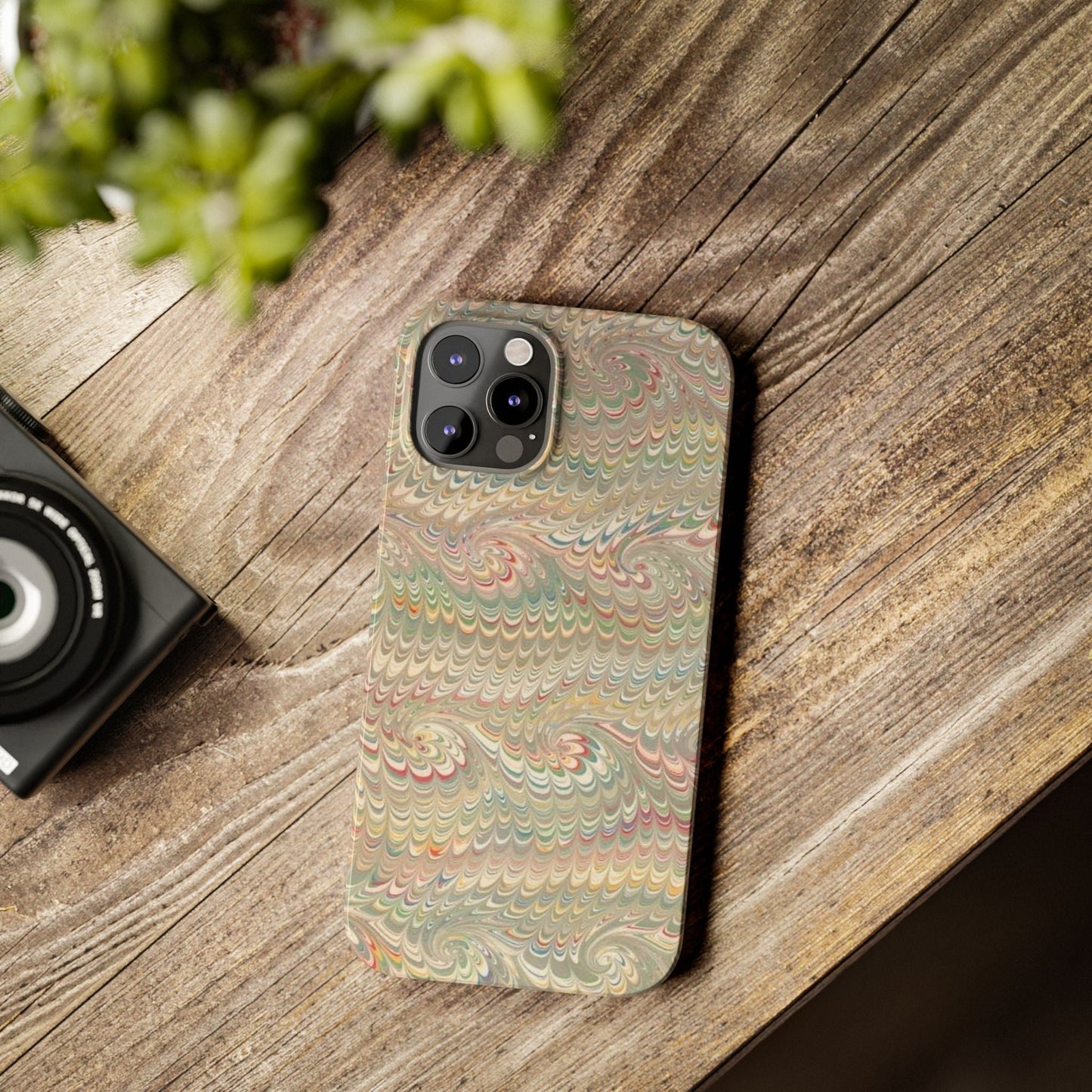 Soft Green and Multi-Colored Marbled Design, Italy Feather Phone Case, Multi-Color, Slim Phone Cases, Case-Mate IPHONE16 and all sizes