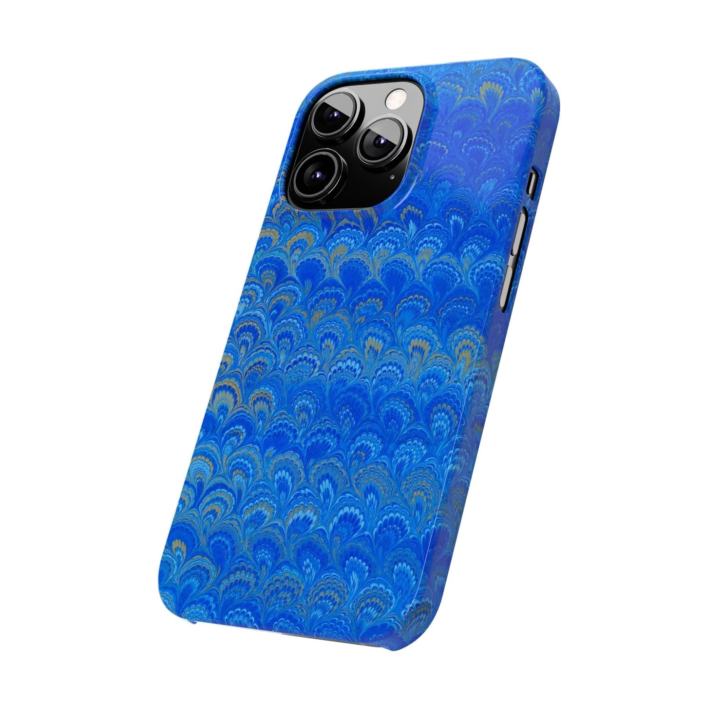 Blue Marbled Design, Italy Feather Phone Case, Multi-Color, Slim Phone Cases, Case-Mate IPHONE16 and all sizes