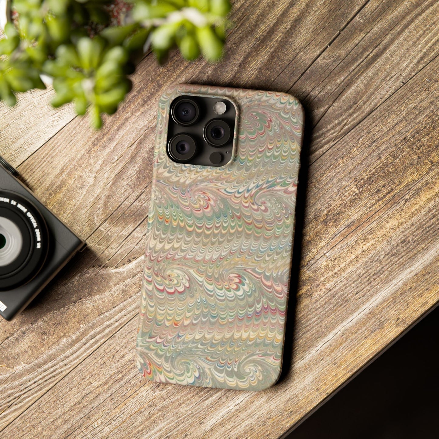 Soft Green and Multi-Colored Marbled Design, Italy Feather Phone Case, Multi-Color, Slim Phone Cases, Case-Mate IPHONE16 and all sizes